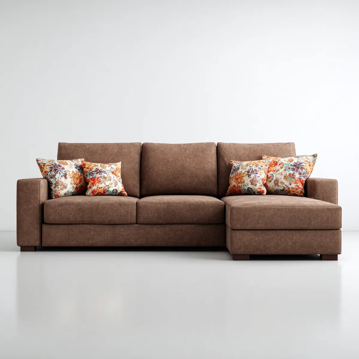 3-Sitzer Ecksofa mit Recamiere rechts Braun 260 x 160 x 85 cm Polyester Mikrofaser