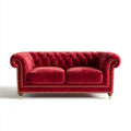 2-Sitzer Chesterfield Sofa Rot 180 x 90 x 75 cm Polyester Samt Gerade Form