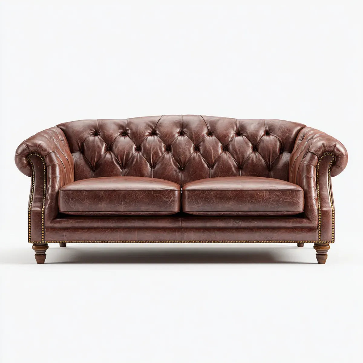 2-Sitzer Chesterfield Sofa Braun 180 x 90 x 78 cm Polyurethan-Kunstleder Rechteckig