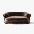 2-Sitzer Sofa Braun 170 x 90 x 78 cm Polyester-Samt Rund