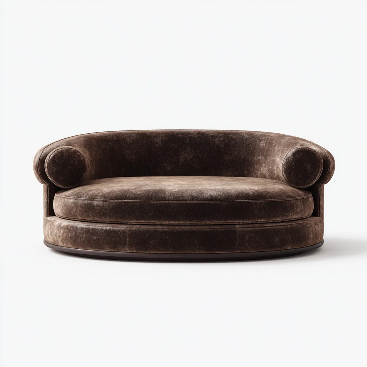 2-Sitzer Sofa Braun 170 x 90 x 78 cm Polyester-Samt Rund