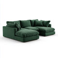 Ecksofa mit Recamiere links Dunkelgrün aus Polyester-Cord L-Form 280 x 170 x 78 cm
