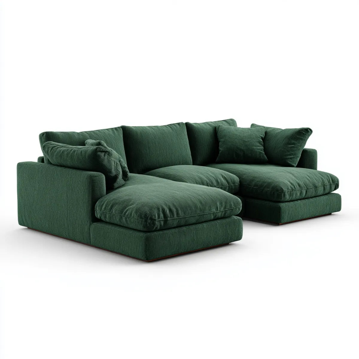 Ecksofa mit Recamiere links Dunkelgrün aus Polyester-Cord L-Form 280 x 170 x 78 cm