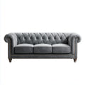 3-Sitzer Chesterfield Sofa Grau 220 x 90 x 75 cm PU-Kunstleder Rechteckig