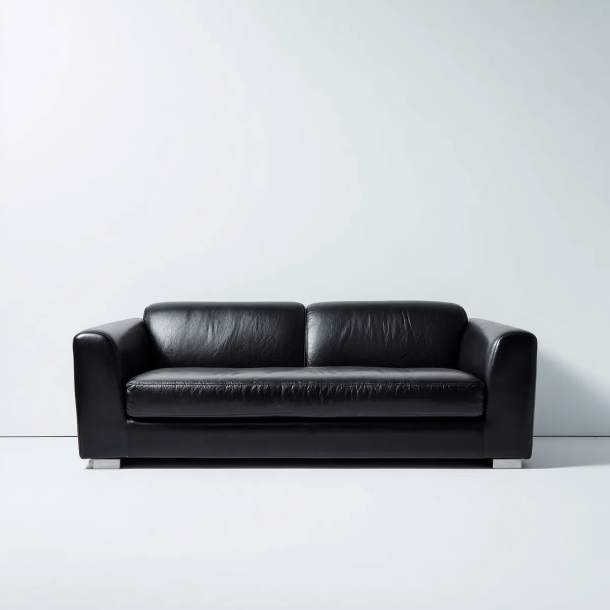 2-Sitzer Sofa Schwarz aus PU-Kunstleder rechteckig 180 x 82 x 88 cm