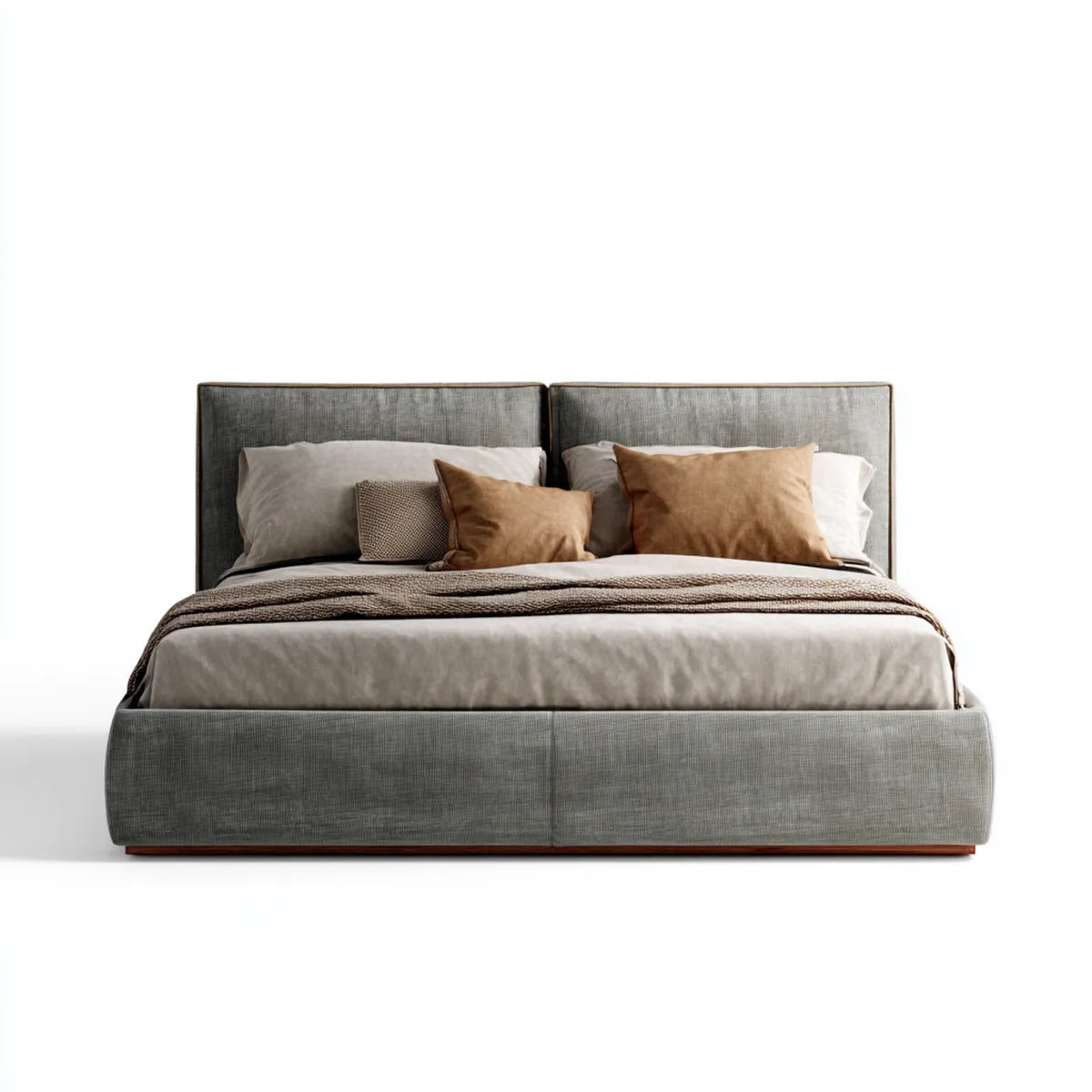 Polsterbett Doppelbett Grau 180 x 200 cm Polyester Rechteckig