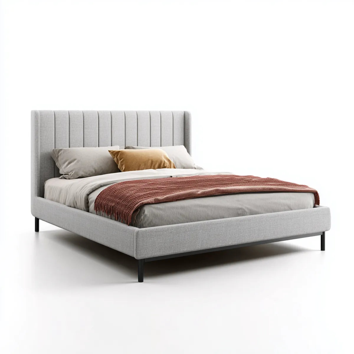 Polsterbett Doppelbett Hellgrau 160 x 200 cm Polyester Rechteckig