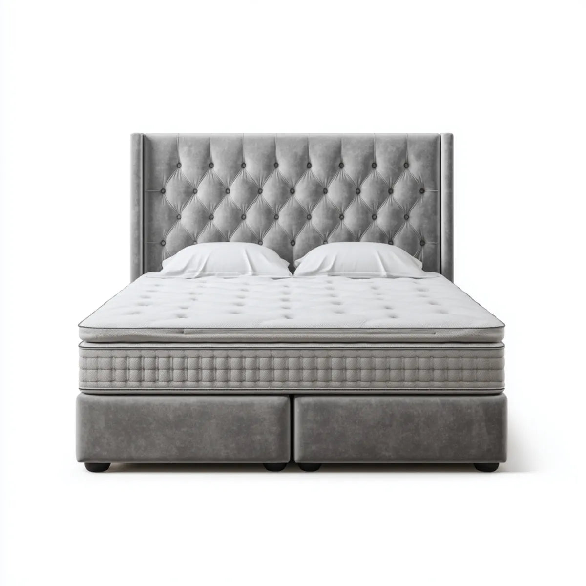 Boxspringbett Doppelbett Grau 180 x 200 cm Polyester-Samt Rechteckig