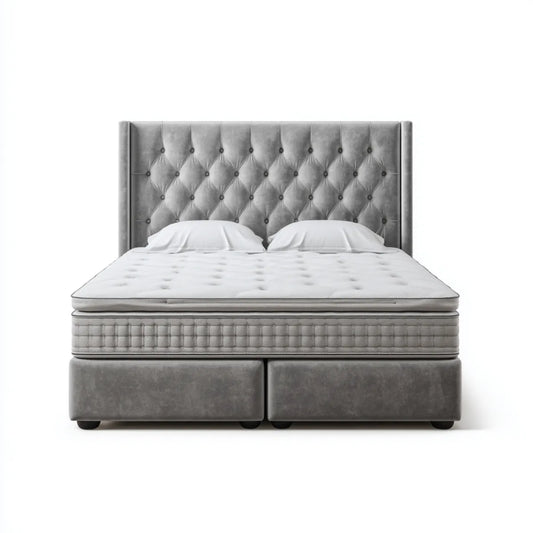 Boxspringbett Doppelbett Grau 180 x 200 cm Polyester-Samt Rechteckig