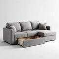 Ecksofa mit Stauraum Schublade Grau 240 x 160 x 85 cm Polyester L-Form