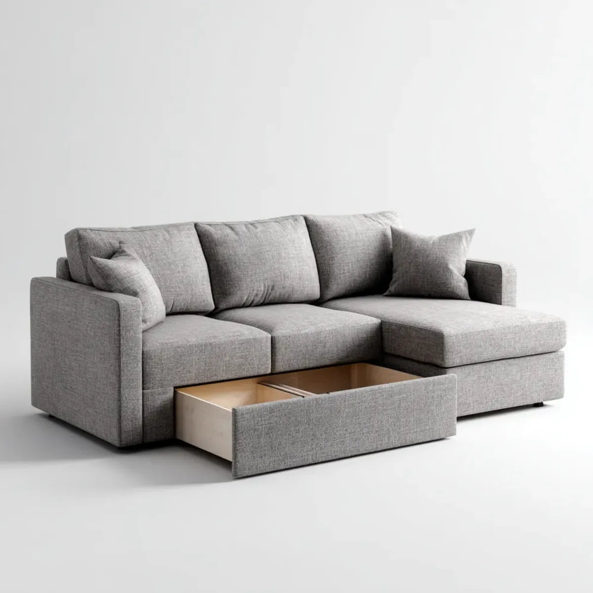Ecksofa mit Stauraum Schublade Grau 240 x 160 x 85 cm Polyester L-Form