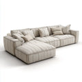 Ecksofa mit Recamiere Beige gestreift 300 x 170 x 85 cm Polyester L-Form