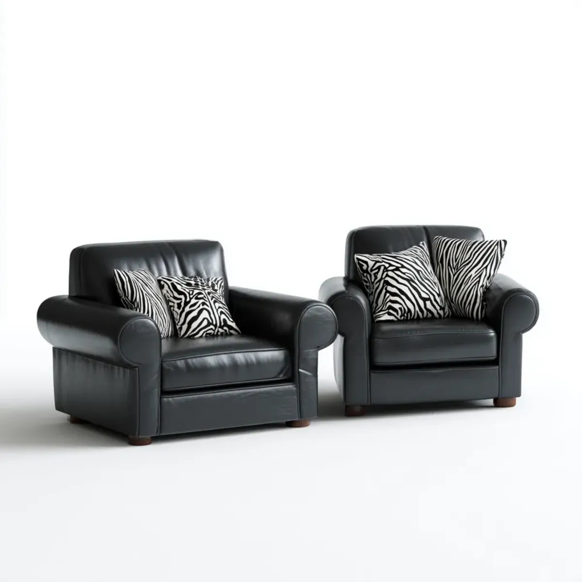 Sessel 2er Set Schwarz aus PU-Kunstleder rechteckig 100 x 92 x 90 cm