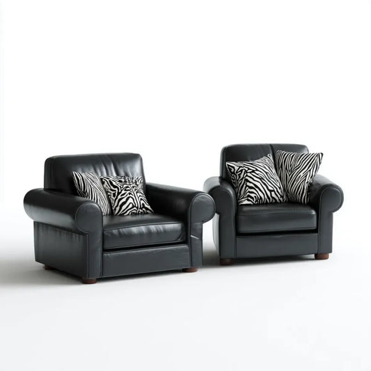 Sessel 2er Set Schwarz aus PU-Kunstleder rechteckig 100 x 92 x 90 cm