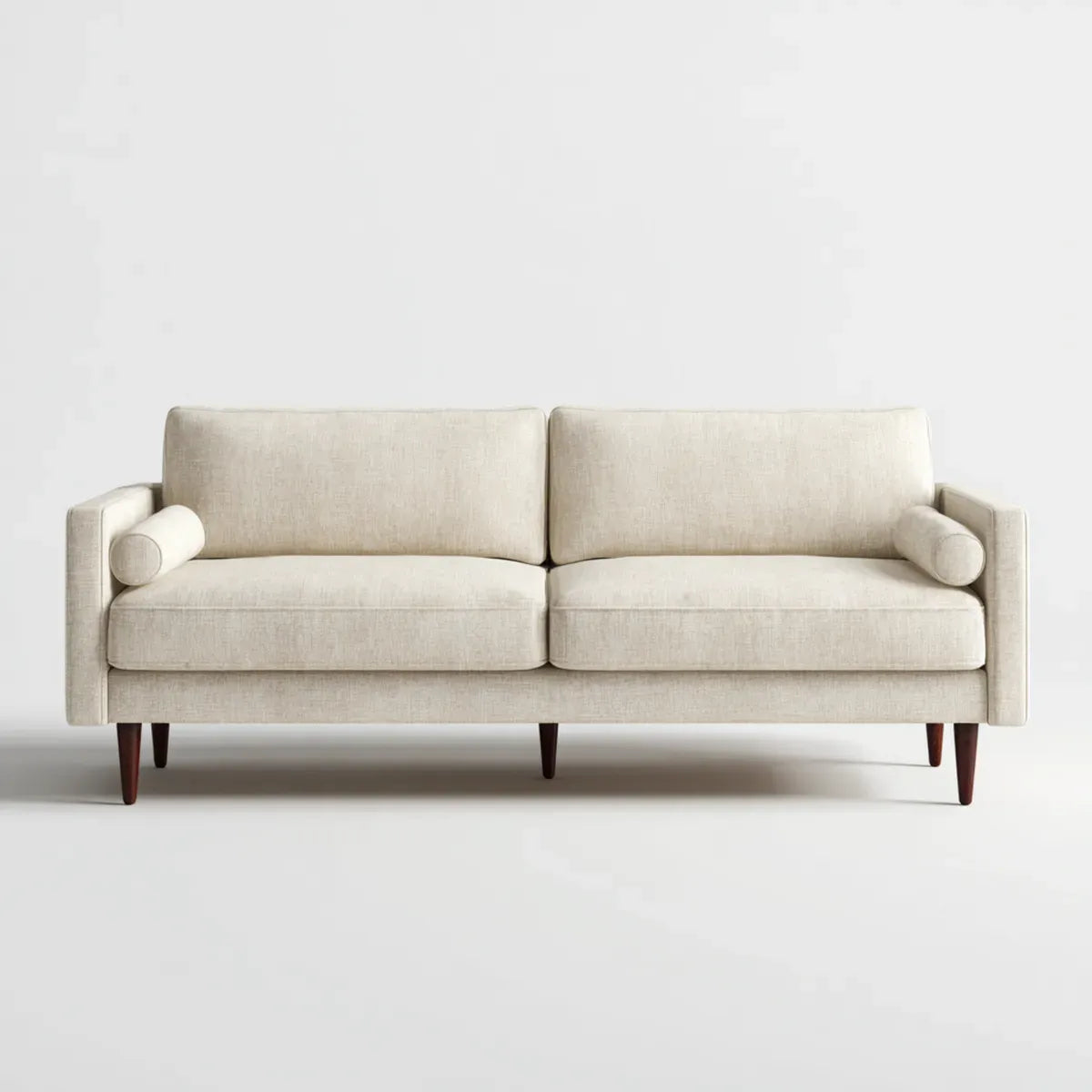 2-Sitzer Sofa Beige 180 x 85 x 82 cm mit Polyesterbezug und Massivholzbeinen